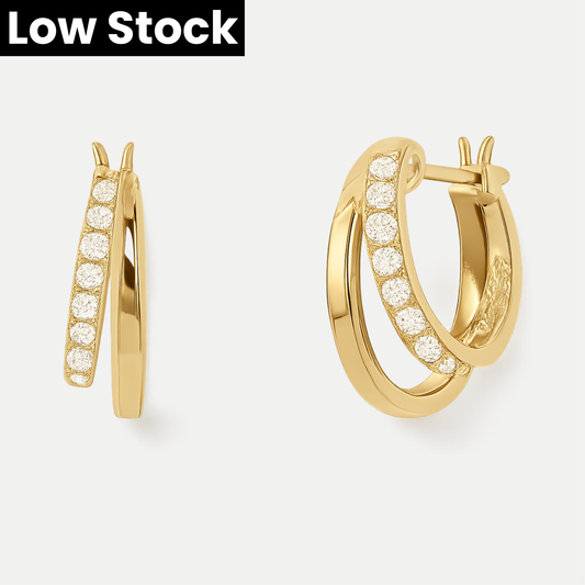 Mini Double Diamond Huggie Earrings